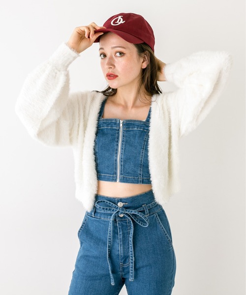 OLIVE des OLIVE（オリーブデオリーブ）の「ふわふわハートボタンカーディガン　1032050130（カーディガン/ボレロ・レディース・サックスブルー/オフホワイト/ブラック/ピンク・FREE）」の8枚目の写真