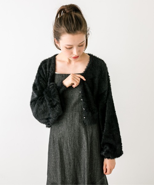 OLIVE des OLIVE（オリーブデオリーブ）の「ふわふわハートボタンカーディガン　1032050130（カーディガン/ボレロ・レディース・サックスブルー/オフホワイト/ブラック/ピンク・FREE）」の16枚目の写真