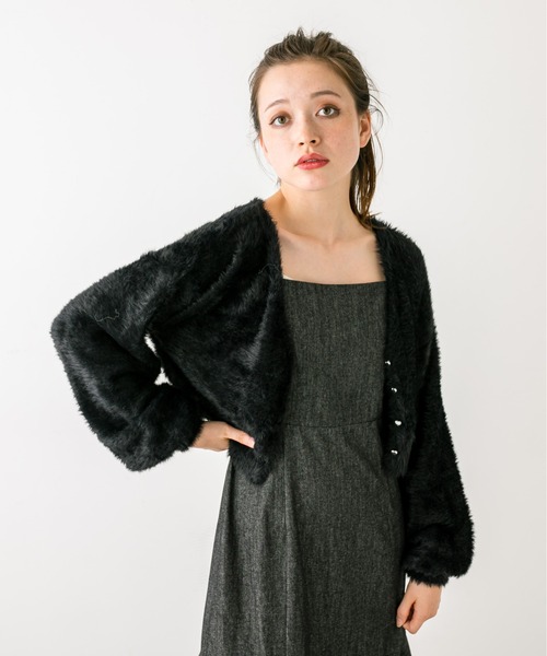 OLIVE des OLIVE（オリーブデオリーブ）の「ふわふわハートボタンカーディガン　1032050130（カーディガン/ボレロ・レディース・サックスブルー/オフホワイト/ブラック/ピンク・FREE）」の17枚目の写真