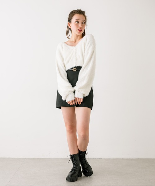 OLIVE des OLIVE（オリーブデオリーブ）の「ふわふわハートボタンカーディガン　1032050130（カーディガン/ボレロ・レディース・サックスブルー/オフホワイト/ブラック/ピンク・FREE）」の11枚目の写真