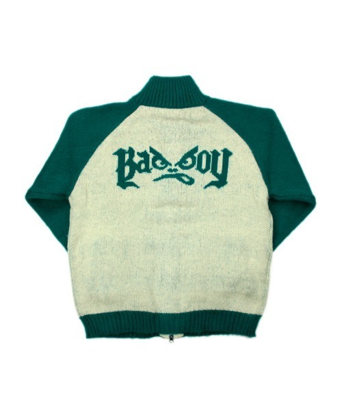 BAD BOY（バッドボーイ）の「ストリートファッション BADBOY バッドボーイ BADBOY MOHAIR TOUCH JACQUARD FULL ZIP KNIT オーバーサイズ ニット セーター 長袖トップス モヘアニット ジップアップ ジップジャケット（ニット/セーター・メンズ・ホワイト×グリーン/ホワイト×ブラック/ホワイト×ブルー・M/L）」の9枚目の写真