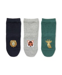 足なり直角　動物柄　３足組靴下（ベビー）