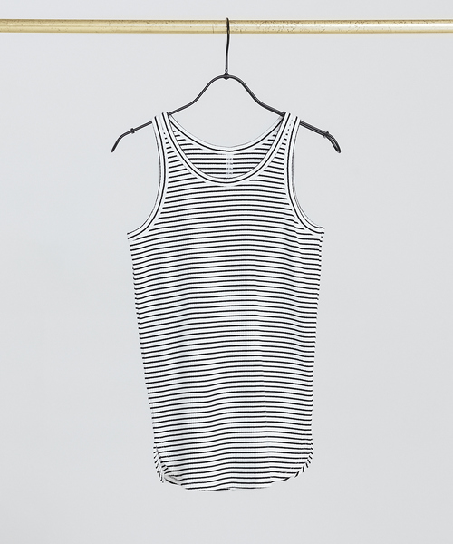abahouse mavie（アバハウスマヴィ）の「テレコボーダータンクトップ（タンクトップ・レディース・モスグリーン/ブラック/ホワイト/ホワイト系その他/ブラック系その他・フリー）」の2枚目の写真