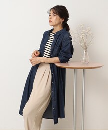 ◆柔らかデニム シャツワンピース