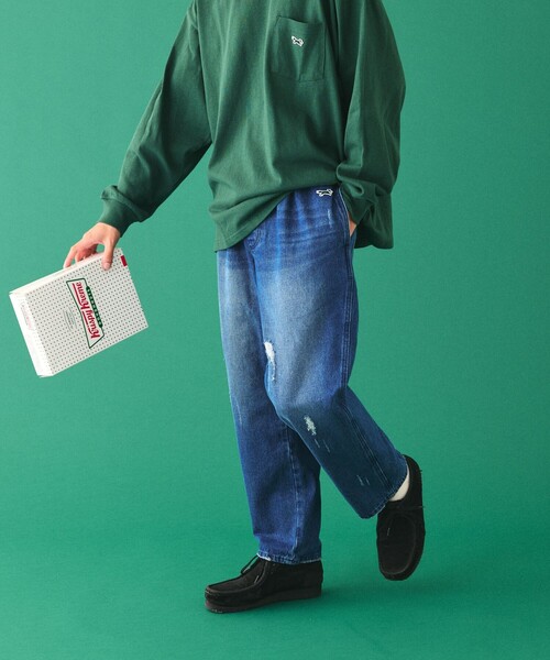 TOWNCRAFT（タウンクラフト）の「TOWN CRAFT/タウンクラフト 別注 リラックスフィット イージー ダメージ加工 デニムパンツ（デニムパンツ・メンズ・ブラック/インディゴブルー・SMALL/MEDIUM/LARGE）」の10枚目の写真