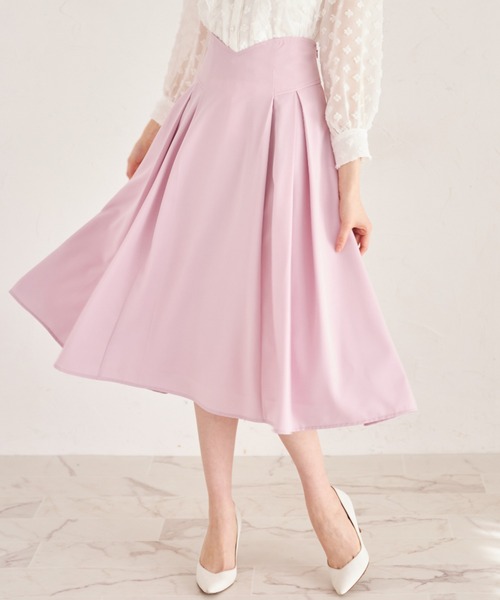 tocco closet（トッコ　クローゼット）の「バックレースアップハートカットハイウエストタックフレアスカート（スカート・レディース・ブラック/ピンク/グリーン/ベージュ/ライトピンク/グレイッシュブルー/ラベンダー・M）」の6枚目の写真