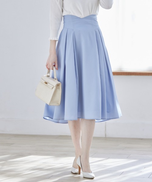 tocco closet（トッコ　クローゼット）の「バックレースアップハートカットハイウエストタックフレアスカート（スカート・レディース・ブラック/ピンク/グリーン/ベージュ/ライトピンク/グレイッシュブルー/ラベンダー・M）」の5枚目の写真