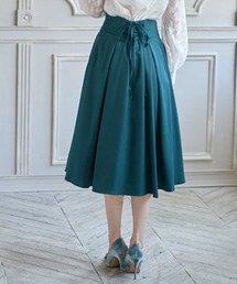 バックレースアップハートカットハイウエストタックフレアスカート