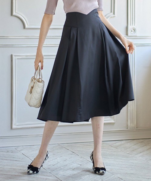 tocco closet（トッコ　クローゼット）の「バックレースアップハートカットハイウエストタックフレアスカート（スカート・レディース・ブラック/ピンク/グリーン/ベージュ/ライトピンク/グレイッシュブルー/ラベンダー・M）」の2枚目の写真