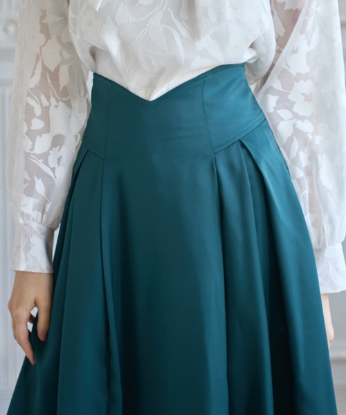 tocco closet（トッコ　クローゼット）の「バックレースアップハートカットハイウエストタックフレアスカート（スカート・レディース・ブラック/ピンク/グリーン/ベージュ/ライトピンク/グレイッシュブルー/ラベンダー・M）」の13枚目の写真