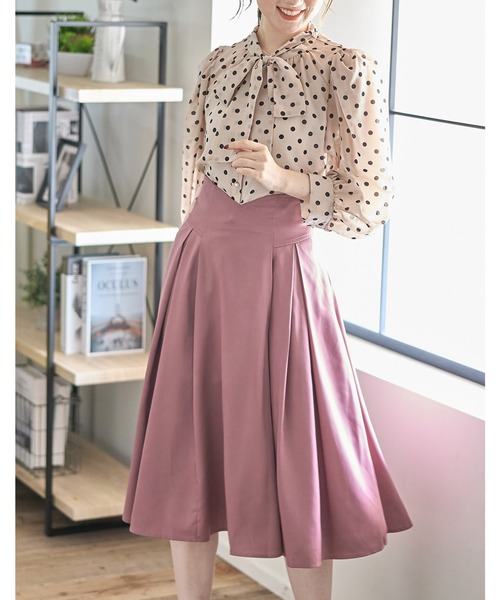 tocco closet（トッコ　クローゼット）の「バックレースアップハートカットハイウエストタックフレアスカート（スカート・レディース・ブラック/ピンク/グリーン/ベージュ/ライトピンク/グレイッシュブルー/ラベンダー・M）」の16枚目の写真