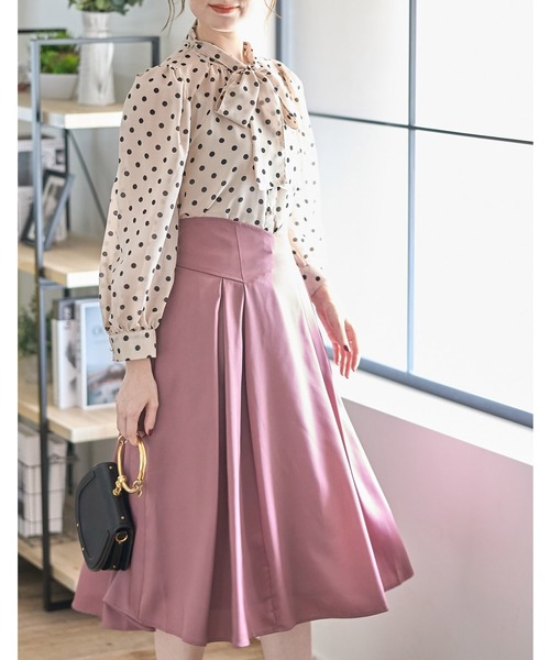 tocco closet（トッコ　クローゼット）の「バックレースアップハートカットハイウエストタックフレアスカート（スカート・レディース・ブラック/ピンク/グリーン/ベージュ/ライトピンク/グレイッシュブルー/ラベンダー・M）」の17枚目の写真