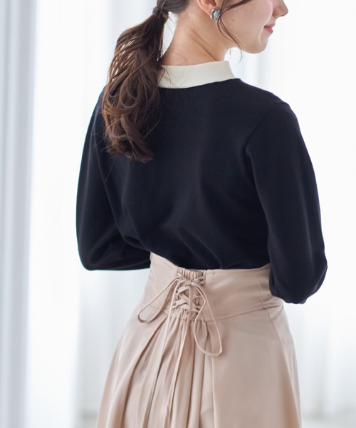 tocco closet（トッコ　クローゼット）の「バックレースアップハートカットハイウエストタックフレアスカート（スカート・レディース・ブラック/ピンク/グリーン/ベージュ/ライトピンク/グレイッシュブルー/ラベンダー・M）」の19枚目の写真