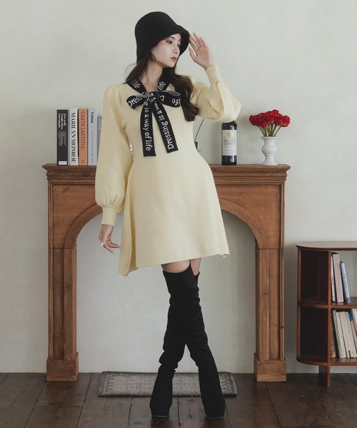 Julia Boutique（ジュリアブティック）の「モチーフ付きウールチューリップハット/23622（ハット・レディース・ブラック/ライトベージュ・ONE）」の4枚目の写真