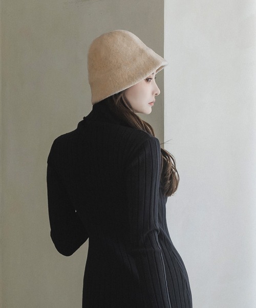 Julia Boutique（ジュリアブティック）の「モチーフ付きウールチューリップハット/23622（ハット・レディース・ブラック/ライトベージュ・ONE）」の8枚目の写真