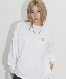 オーバーサイズバルーンスリーブロゴプリントL/Sカットソー　スパイダー/ビリヤード/フラワー