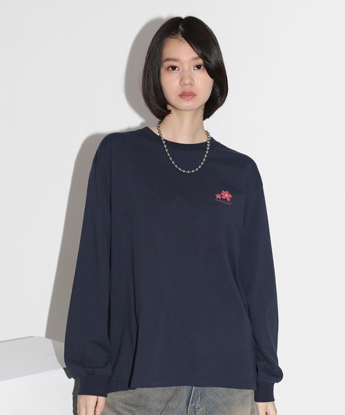 MSG（エムエスジー）の「オーバーサイズバルーンスリーブロゴプリントL/Sカットソー　スパイダー/ビリヤード/フラワー（Tシャツ/カットソー・メンズ・ブラック/ネイビー/ブラウン/アイボリー/ホワイト/グリーン・L/S/XL/M）」の10枚目の写真