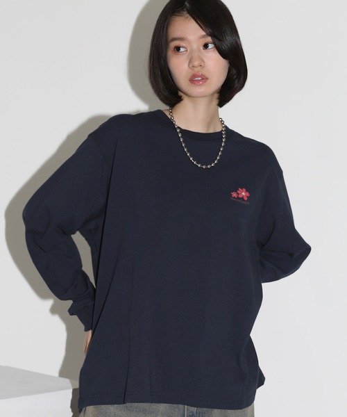 MSG（エムエスジー）の「オーバーサイズバルーンスリーブロゴプリントL/Sカットソー　スパイダー/ビリヤード/フラワー（Tシャツ/カットソー・メンズ・ブラック/ネイビー/ブラウン/アイボリー/ホワイト/グリーン・L/S/XL/M）」の11枚目の写真