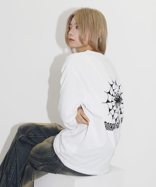 MSG（エムエスジー）の「オーバーサイズバルーンスリーブロゴプリントL/Sカットソー　スパイダー/ビリヤード/フラワー（Tシャツ/カットソー・メンズ・ブラック/ネイビー/ブラウン/アイボリー/ホワイト/グリーン・L/S/XL/M）」の16枚目の写真