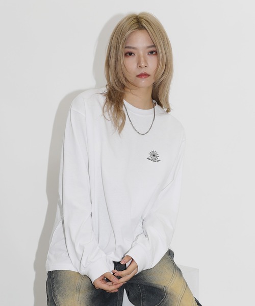 MSG（エムエスジー）の「オーバーサイズバルーンスリーブロゴプリントL/Sカットソー　スパイダー/ビリヤード/フラワー（Tシャツ/カットソー・メンズ・ブラック/ネイビー/ブラウン/アイボリー/ホワイト/グリーン・L/S/XL/M）」の14枚目の写真