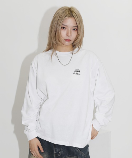 MSG（エムエスジー）の「オーバーサイズバルーンスリーブロゴプリントL/Sカットソー　スパイダー/ビリヤード/フラワー（Tシャツ/カットソー・メンズ・ブラック/ネイビー/ブラウン/アイボリー/ホワイト/グリーン・L/S/XL/M）」の18枚目の写真