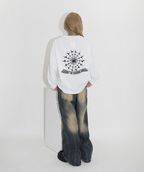 MSG（エムエスジー）の「オーバーサイズバルーンスリーブロゴプリントL/Sカットソー　スパイダー/ビリヤード/フラワー（Tシャツ/カットソー・メンズ・ブラック/ネイビー/ブラウン/アイボリー/ホワイト/グリーン・L/S/XL/M）」の20枚目の写真