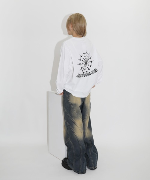 MSG（エムエスジー）の「オーバーサイズバルーンスリーブロゴプリントL/Sカットソー　スパイダー/ビリヤード/フラワー（Tシャツ/カットソー・メンズ・ブラック/ネイビー/ブラウン/アイボリー/ホワイト/グリーン・L/S/XL/M）」の22枚目の写真