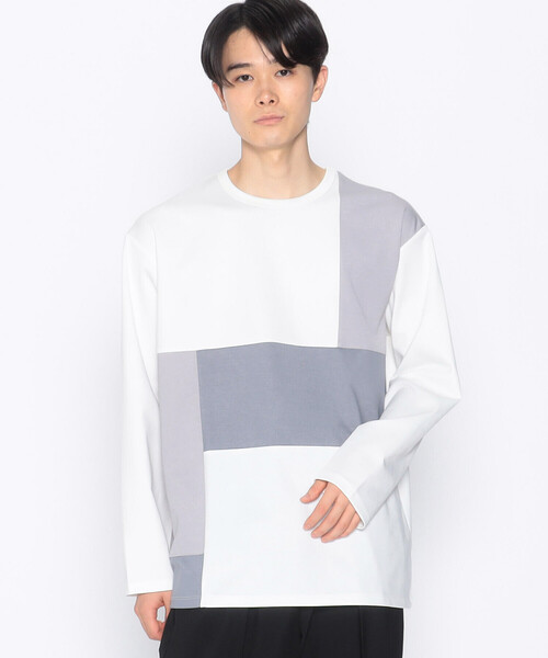 COMME CA ISM（コムサイズム）の「パッチワーク クルーネック ロングスリーブ Ｔシャツ（Tシャツ/カットソー・メンズ・ホワイト/ブラック・L/M）」の15枚目の写真