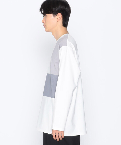COMME CA ISM（コムサイズム）の「パッチワーク クルーネック ロングスリーブ Ｔシャツ（Tシャツ/カットソー・メンズ・ホワイト/ブラック・L/M）」の19枚目の写真
