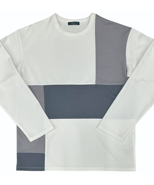 COMME CA ISM（コムサイズム）の「パッチワーク クルーネック ロングスリーブ Ｔシャツ（Tシャツ/カットソー・メンズ・ホワイト/ブラック・L/M）」の6枚目の写真