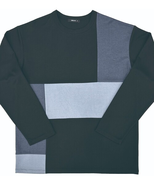 COMME CA ISM（コムサイズム）の「パッチワーク クルーネック ロングスリーブ Ｔシャツ（Tシャツ/カットソー・メンズ・ホワイト/ブラック・L/M）」の7枚目の写真