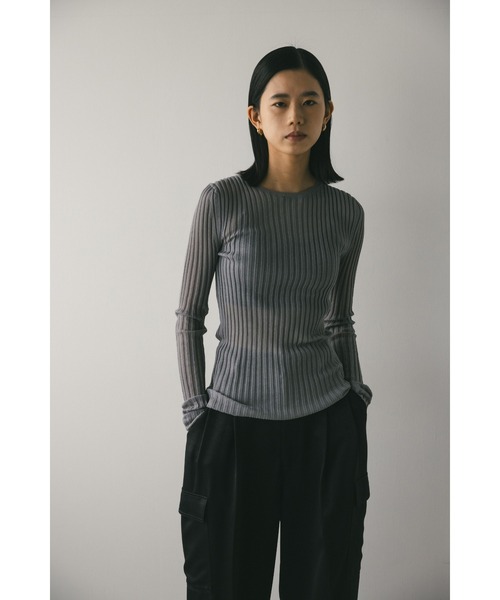 STYLEMIXER(スタイルミキサー)の「シアーリブニットトップ(ニット/セーター・レディース・グレー/ブラック/ベージュ/ブルー・FREE)」の16枚目の写真