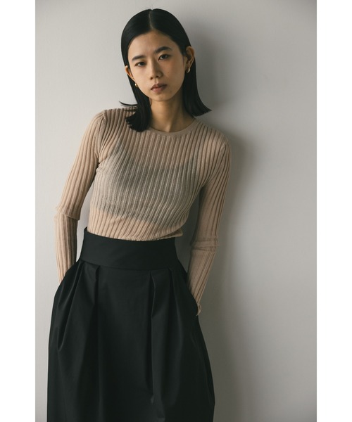 STYLEMIXER(スタイルミキサー)の「シアーリブニットトップ(ニット/セーター・レディース・グレー/ブラック/ベージュ/ブルー・FREE)」の21枚目の写真