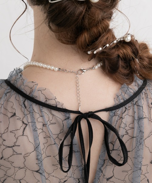 Cupid Heart（キューピッドハート）の「【Cupid Heart】結婚式アクセ！ビジューパール×1連パールネックレス（ネックレス・レディース・ゴールド/シルバー・MEDIUM）」の17枚目の写真