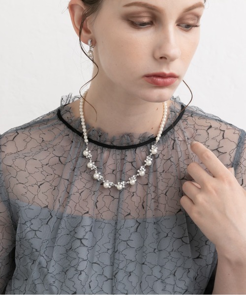 Cupid Heart（キューピッドハート）の「【Cupid Heart】結婚式アクセ！ビジューパール×1連パールネックレス（ネックレス・レディース・ゴールド/シルバー・MEDIUM）」の18枚目の写真