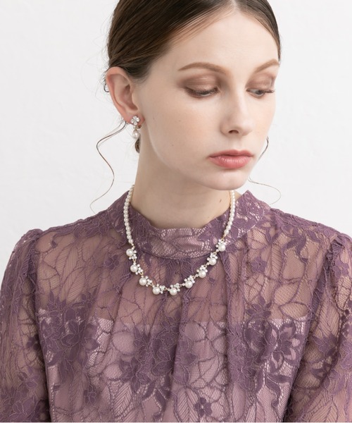 Cupid Heart（キューピッドハート）の「【Cupid Heart】結婚式アクセ！ビジューパール×1連パールネックレス（ネックレス・レディース・ゴールド/シルバー・MEDIUM）」の6枚目の写真