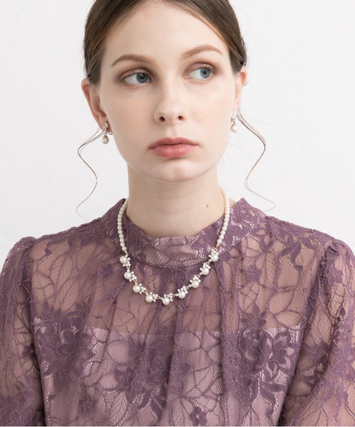 Cupid Heart（キューピッドハート）の「【Cupid Heart】結婚式アクセ！ビジューパール×1連パールネックレス（ネックレス・レディース・ゴールド/シルバー・MEDIUM）」の7枚目の写真