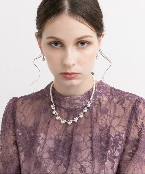 Cupid Heart（キューピッドハート）の「【Cupid Heart】結婚式アクセ！ビジューパール×1連パールネックレス（ネックレス・レディース・ゴールド/シルバー・MEDIUM）」の8枚目の写真