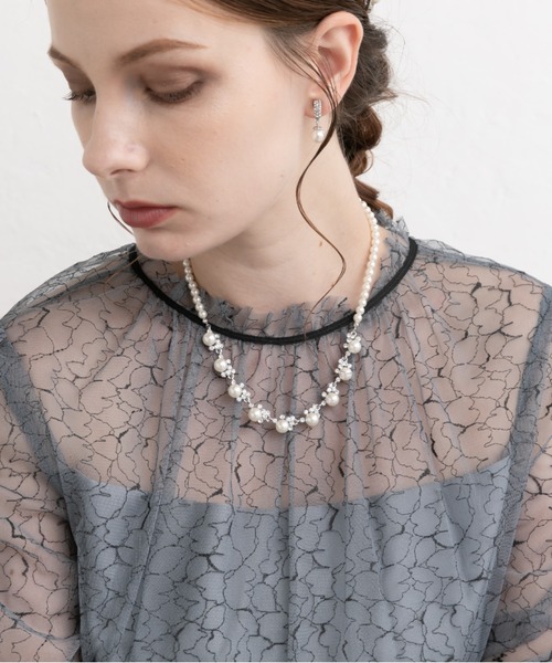 Cupid Heart（キューピッドハート）の「【Cupid Heart】結婚式アクセ！ビジューパール×1連パールネックレス（ネックレス・レディース・ゴールド/シルバー・MEDIUM）」の11枚目の写真