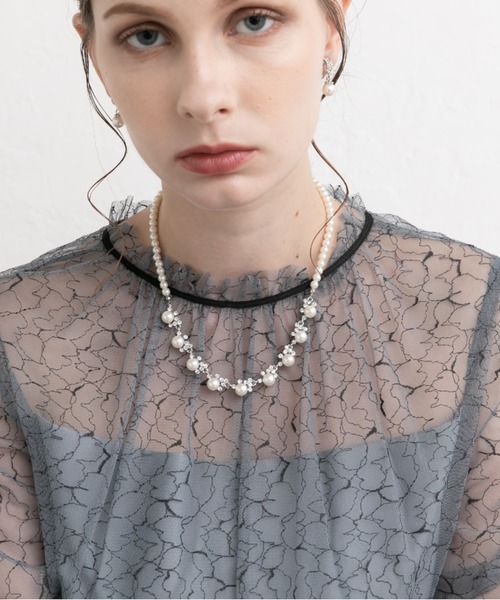 Cupid Heart（キューピッドハート）の「【Cupid Heart】結婚式アクセ！ビジューパール×1連パールネックレス（ネックレス・レディース・ゴールド/シルバー・MEDIUM）」の12枚目の写真