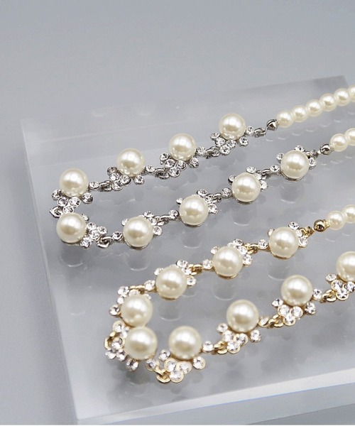 Cupid Heart（キューピッドハート）の「【Cupid Heart】結婚式アクセ！ビジューパール×1連パールネックレス（ネックレス・レディース・ゴールド/シルバー・MEDIUM）」の4枚目の写真