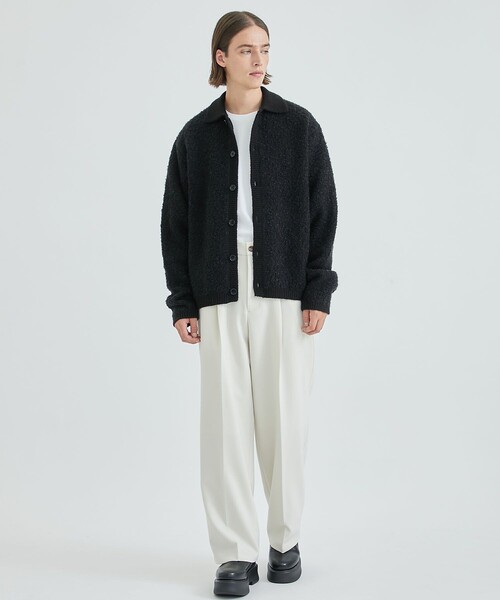 STUDIOUS（ステュディオス）の「ポロモヘアカーディガン（カーディガン/ボレロ・メンズ・ブラック/レッド・1/2）」の3枚目の写真