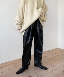 double tuck metallic pants / ダブルタックメタリックテーパードパンツ