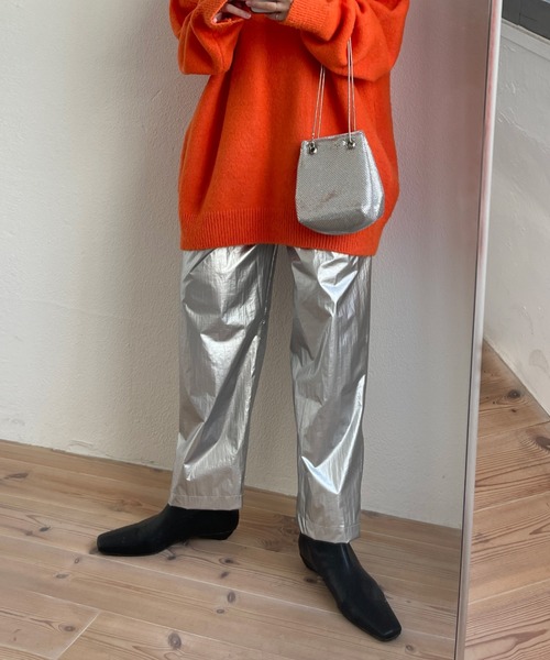 double tuck metallic pants / ダブルタックメタリック
