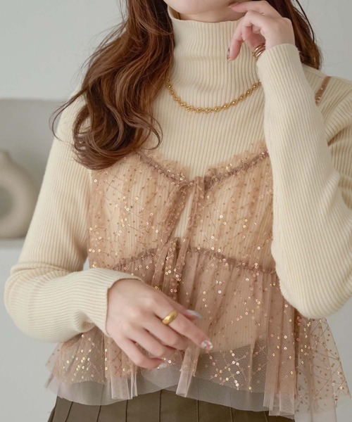 Ambre Neige(アンブルネージュ)の「【6色展開】ハイネックリブニット/WEB/EC限定商品(ニット/セーター・レディース・グレー/アイボリー/オレンジ系その他/レッド/ライトグリーン/ブラック・FREE)」の1枚目の写真