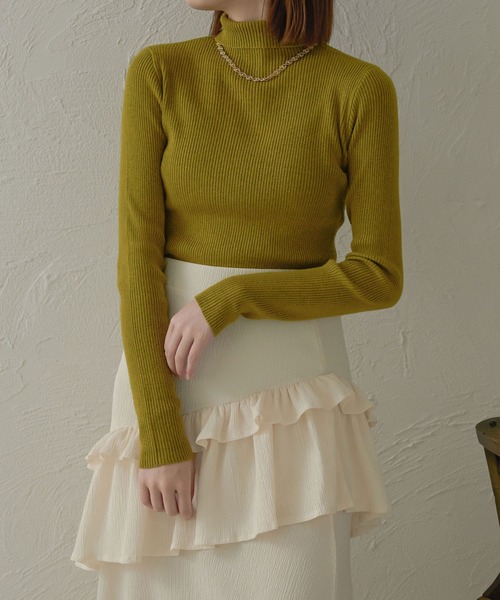 Ambre Neige(アンブルネージュ)の「【6色展開】ハイネックリブニット/WEB/EC限定商品(ニット/セーター・レディース・グレー/アイボリー/オレンジ系その他/レッド/ライトグリーン/ブラック・FREE)」の9枚目の写真