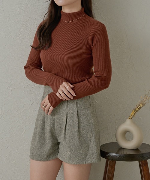 Ambre Neige(アンブルネージュ)の「【6色展開】ハイネックリブニット/WEB/EC限定商品(ニット/セーター・レディース・グレー/アイボリー/オレンジ系その他/レッド/ライトグリーン/ブラック・FREE)」の8枚目の写真