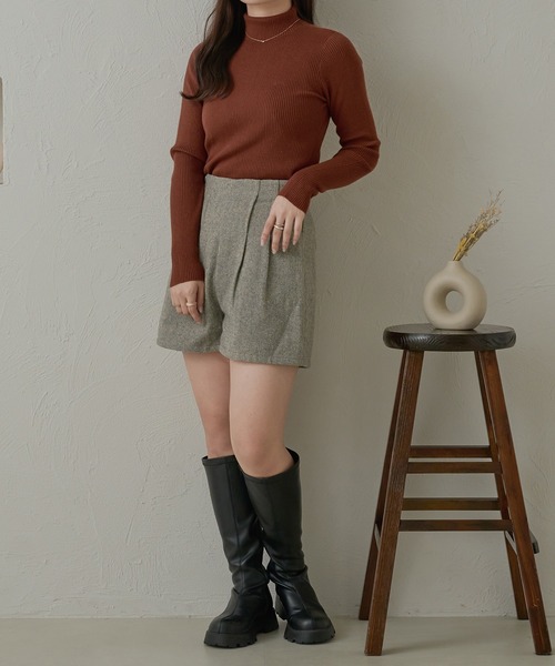 Ambre Neige(アンブルネージュ)の「【6色展開】ハイネックリブニット/WEB/EC限定商品(ニット/セーター・レディース・グレー/アイボリー/オレンジ系その他/レッド/ライトグリーン/ブラック・FREE)」の7枚目の写真