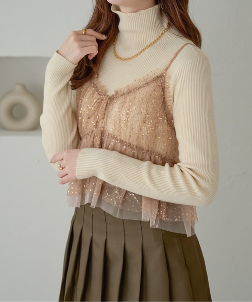 Ambre Neige(アンブルネージュ)の「【6色展開】ハイネックリブニット/WEB/EC限定商品(ニット/セーター・レディース・グレー/アイボリー/オレンジ系その他/レッド/ライトグリーン/ブラック・FREE)」の11枚目の写真