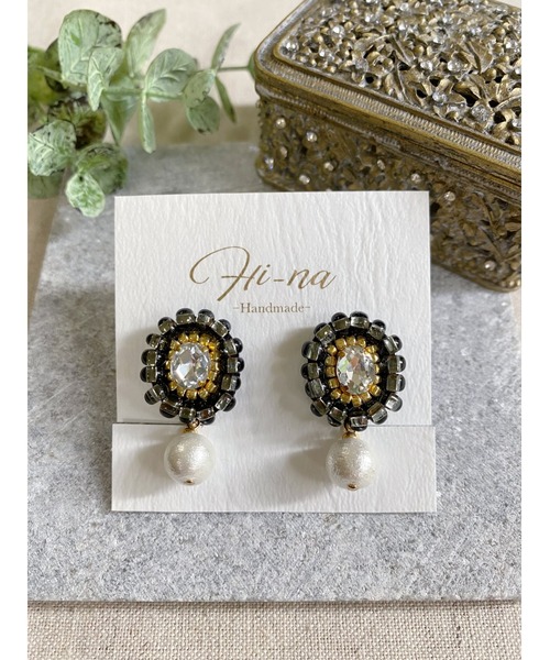 一点物❁⃘マクラメ編みイヤリング❂1504❂エスニックビーズ❤︎パープルマイカ 一点物❁⃘マクラメ編みイヤリング❂1504❂エスニックビーズ